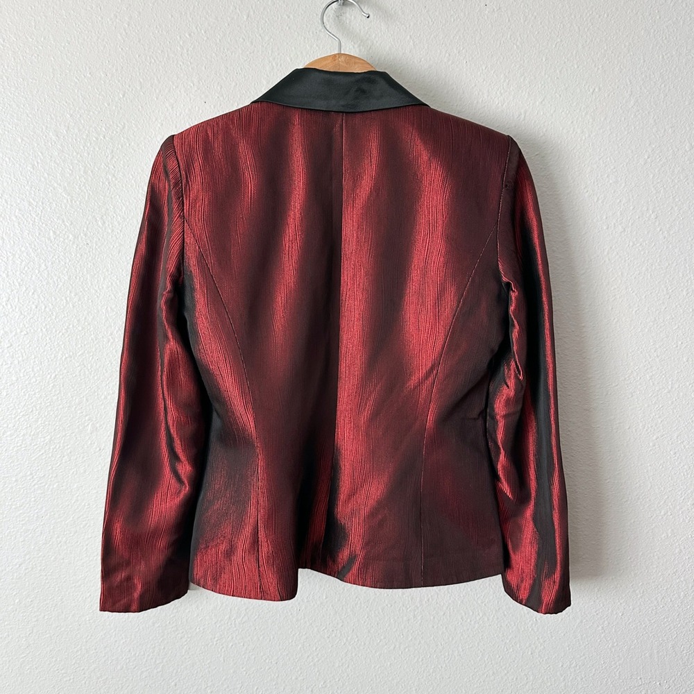 Vintage Nahdree Lifestyle Red Metallic Sateen Blazer Jacket Women's Size 10 - Picture 2 of 15